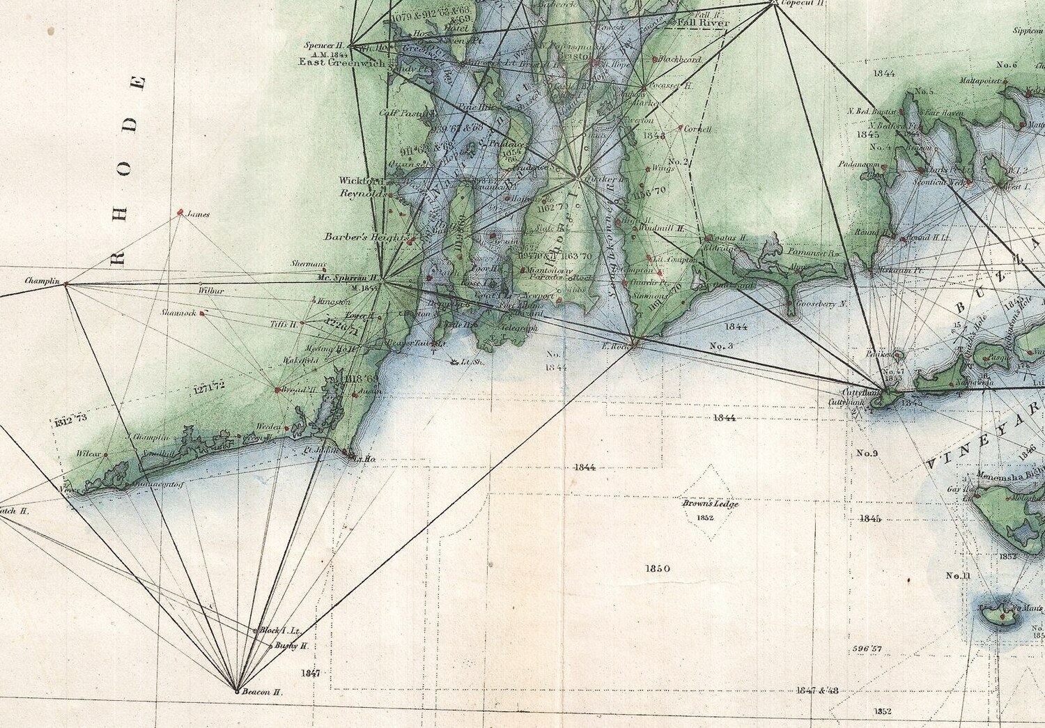 An 1873 U.S. Coast Survey chart of Martha's Vineyard, from Gay Head to Cottage City